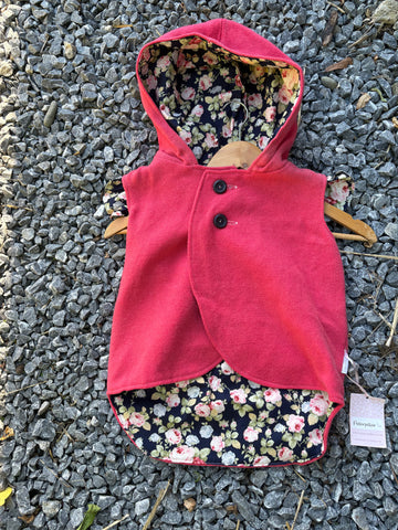 Size 4 Watermelon pink with navy roses and frills
