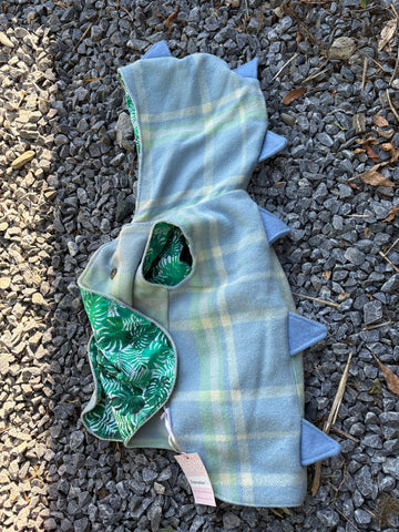 Size 5 Pale blue and green tartan with monstera and spikes