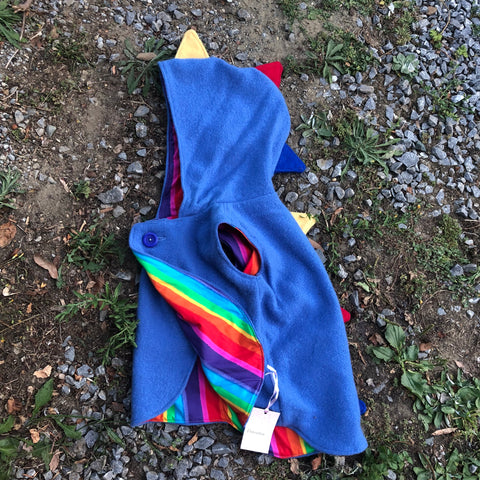 Size 5 Blue with rainbow stripe and dino spikes