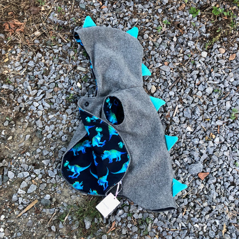 Size 5 Grey with dark blue dino and spikes