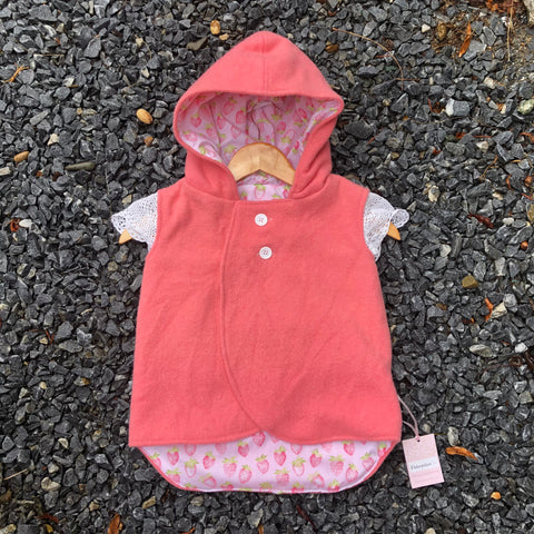 Size 5 Coral pink with strawberries and lace frills