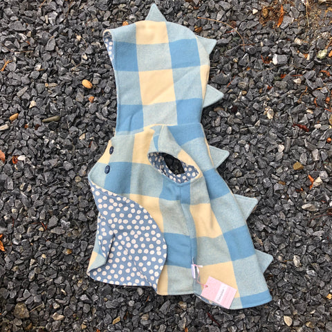 Size 6 Blue and white checked with blue spots and spikes