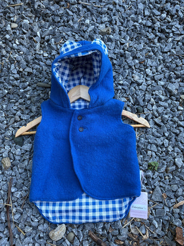 Size 0 Royal blue with gingham and teddy ears