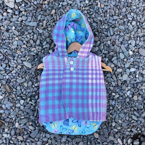 Purples, Teal and White Tartan Wool Vest