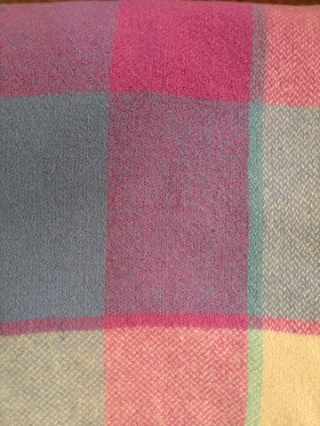 Pink, Blue and White Tartan Wool Vest