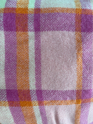 Orange, Pink and White Tartan Wool Vest