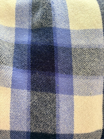 White, Blue and Black Tartan Wool Vest