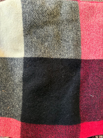 Red, Black and White Checked Wool Vest