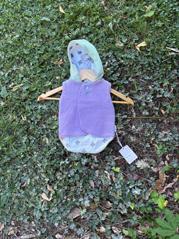 Size 000 Purple, green and tartan patchwork with white crosses