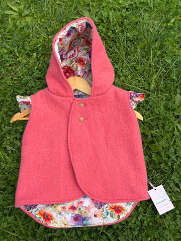Size 3 coral pink with colourful floral and frills