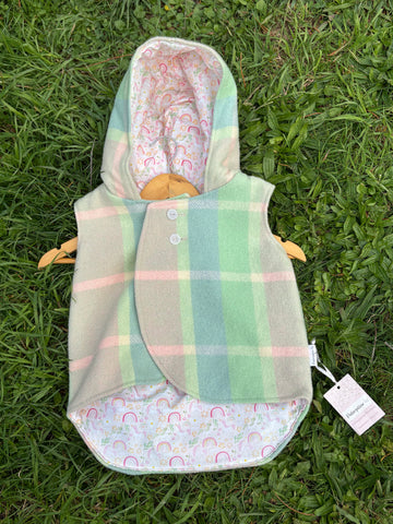 Size 3 Pink, cream, green and blue tartan with pink unicorns