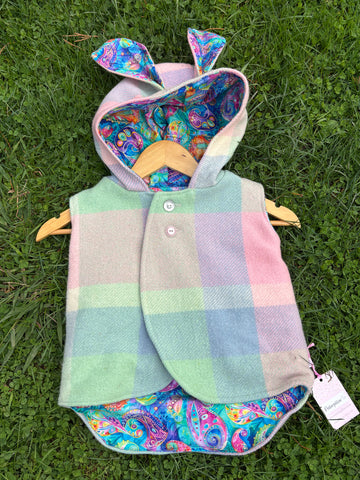 Size 3 Pastel tartan with vibrant mandala and bunny ears