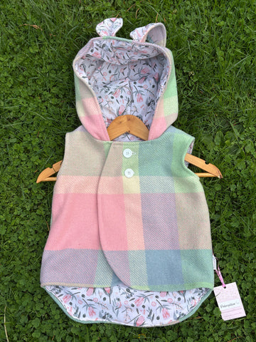 Size 3 Green, pink and cream and blue with white floral and bunny ears