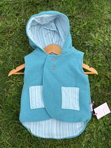 Size one Light teal with light blue stripes and pockets