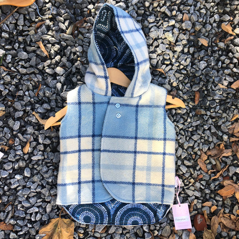 Blues and Cream Tartan Wool Vest