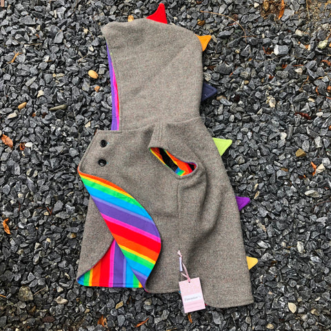 Size 6 Grey with rainbow stripes and spikes