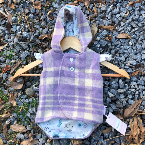 Size 000 Purple and white tartan with blue floral and frills