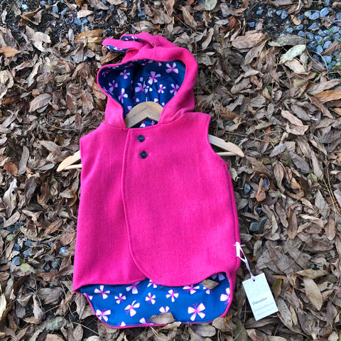 Size 4 Watermelon pink with blue floral and bunny ears