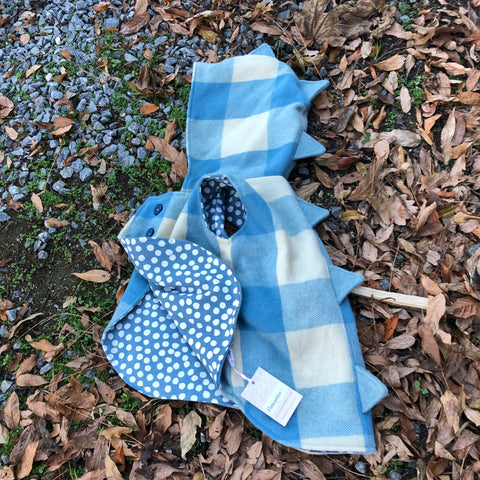 Blue and White Checked Wool Vest