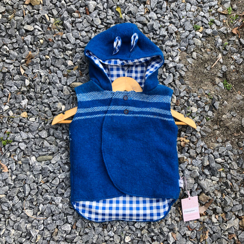 Size 1 Royal blue striped with blue gingham and teddy ears